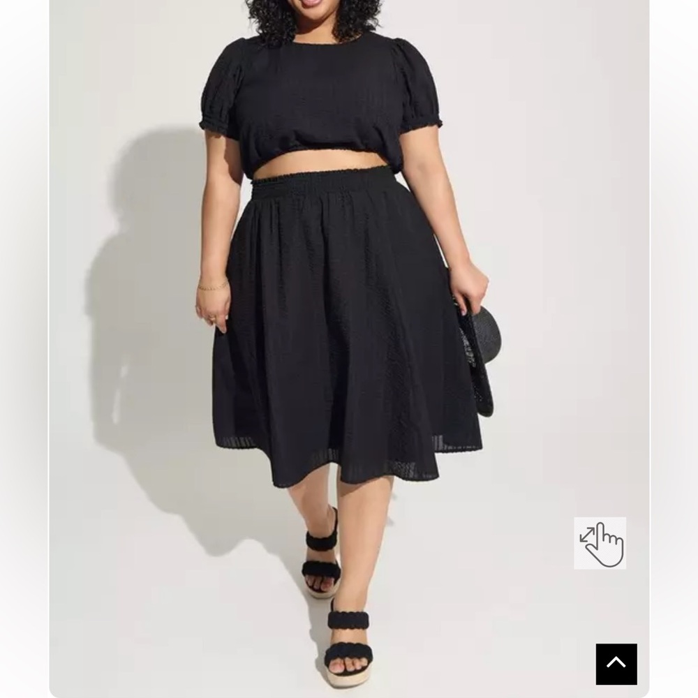 Torrid Midi Seersucker Smocked Skirt Set Size 5